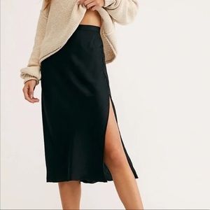 Free people silk midi skirt with slit